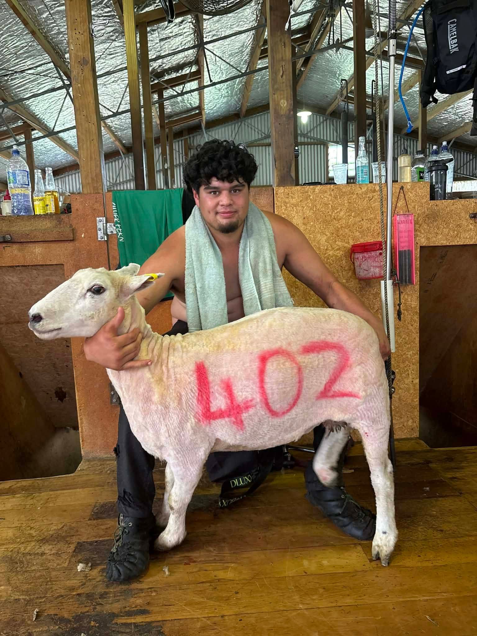 Maliek Mullins with his 402nd ewe